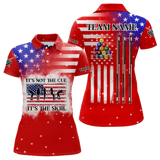 It's The Skill Custom American Flag Women Billiard Shirt Funny Billiard Jersey |Red TDM3121