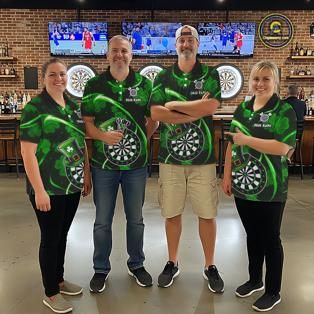 Green Glowing Shamrock Luckiest Darts Shirt For Women Custom St Patrick Day Darts Team Jersey TDM5356