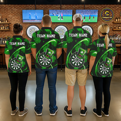 Green Glowing Shamrock Luckiest Darts Shirt For Women Custom St Patrick Day Darts Team Jersey TDM5356