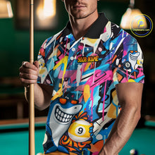 Load image into Gallery viewer, Funny Shark Colorful Graffiti Style Custom 8 &amp; 9 Ball Billiard Shirt For Men, Billiard Team Jersey TDM5852