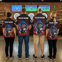 Load image into Gallery viewer, Blue Flaming Dartboard Shirt For Women Custom American Flag Eagle Darts Team Jersey Polo &amp;1/4 Zip TDM6003