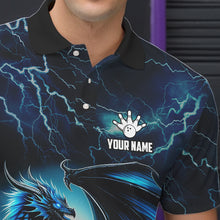 Load image into Gallery viewer, Blue Thunder Lightning Custom Dragon Bowling Shirts For Men, Bowling Team Jerseys Polo &amp; 1/4 Zip TDM3678