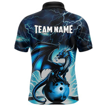 Load image into Gallery viewer, Blue Thunder Lightning Custom Dragon Bowling Shirts For Men, Bowling Team Jerseys Polo &amp; 1/4 Zip TDM3678