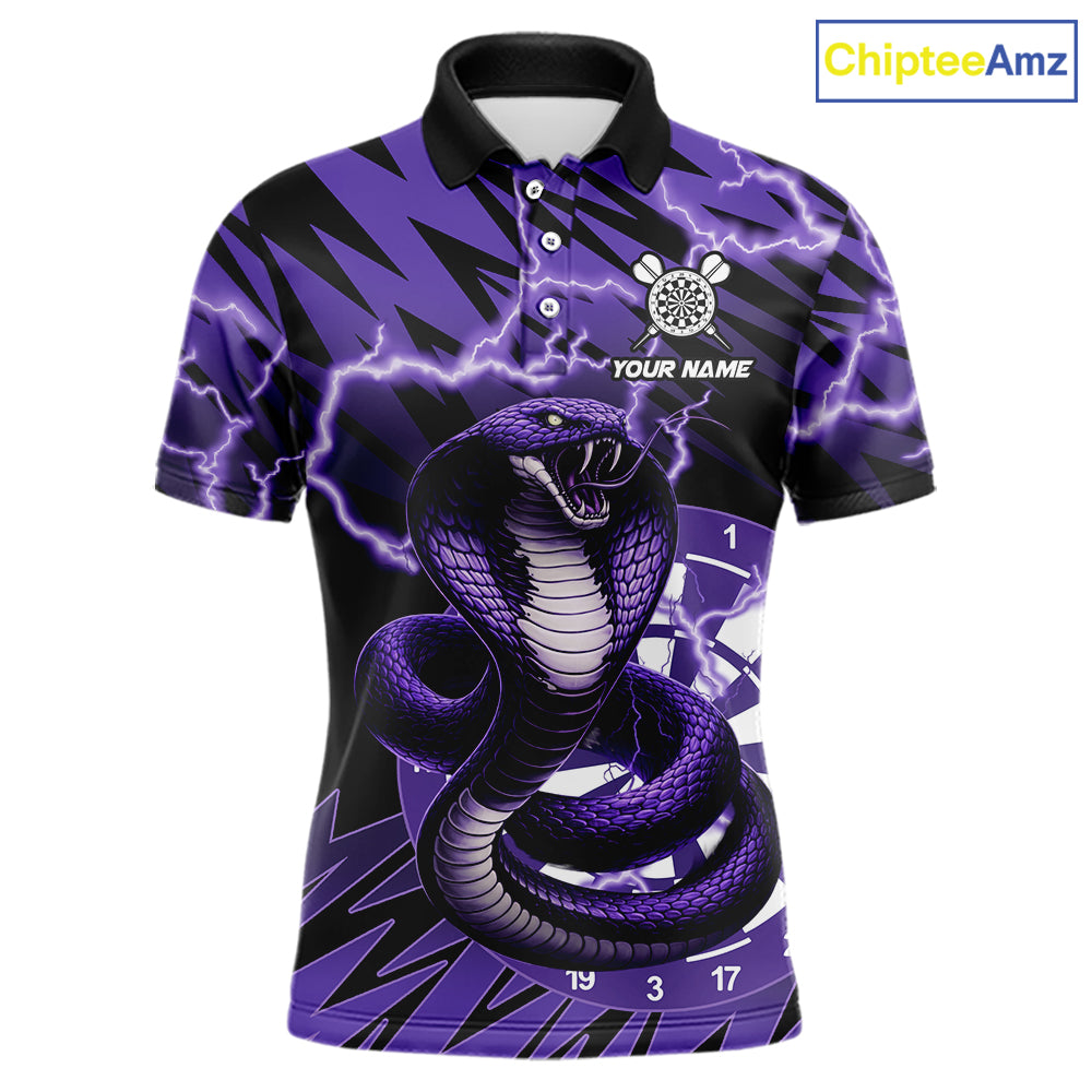 Custom Purple Dartboard Cobra Snake Lightning Darts Shirt For Men, Dart Team Jersey Polo & 1/4 Zip TDM6016