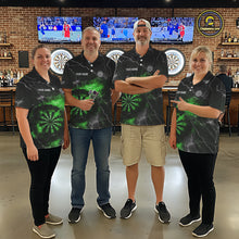 Load image into Gallery viewer, Custom Lightning Flame Green Dart Shirt For Women, Darts Jersey Pocket Option TDM6021