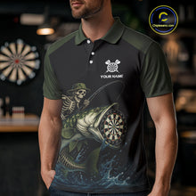 Load image into Gallery viewer, Funny Skeleton Fishing Darts Shirt For Men, Darts Jersey With Pocket Option TDM3953