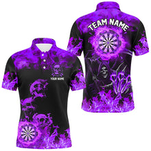Load image into Gallery viewer, Fire Flame Darts Board Custom Skull Dart Shirts For Men, Grim Reaper  Dart Jerseys | Purple TDM2905