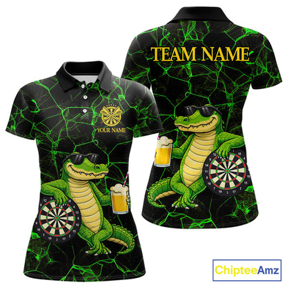 Black And Green Funny Alligator Darts Shirt For Women Custom Lightning Darts Team Jersey Outfit TDM5873