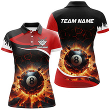 Load image into Gallery viewer, Personalized Red 8 Ball Pool Crack Flame Women Billiard Jerseys, Team League Billiard Team Shirts TDM2438