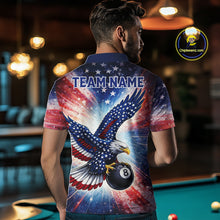 Load image into Gallery viewer, Personalized American Flag Eagle 8 Ball Billiard Shirt For Men, Patriotic Pool Team Jersey TDM5880