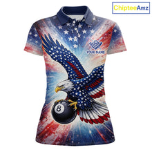 Load image into Gallery viewer, Personalized American Flag Eagle 8 Ball Billiard Shirt For Women, Patriotic Pool Team Jersey TDM5880