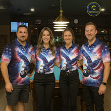Load image into Gallery viewer, Personalized American Flag Eagle 8 Ball Billiard Shirt For Men, Patriotic Pool Team Jersey TDM5880