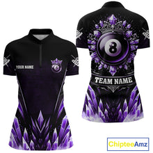 Load image into Gallery viewer, Personalized Purple Icy 8 Ball Pool Crown Billiard Shirt For Women, Funny Billiard Team Jerseys TDM4304