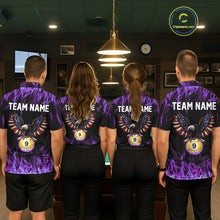 Load image into Gallery viewer, Purple Flaming American Flag Eagle 8 Ball &amp; 9 Ball Billiard Shirt For Women Custom Pool Team Jersey TDM5653