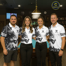 Load image into Gallery viewer, White Black Thorny Camo Wolf Billiard Shirts For Women Custom 8 Ball Pool Team Jersey Polo &amp; 1/4 Zip TDM5668