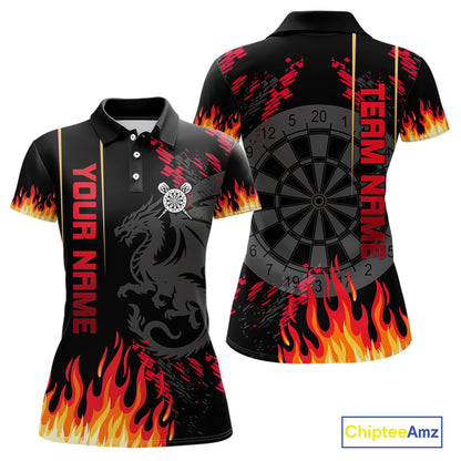 Red Black Dragon Dartboards Custom Flame Dart Shirts For Women, Dart Team Jerseys NYN0081