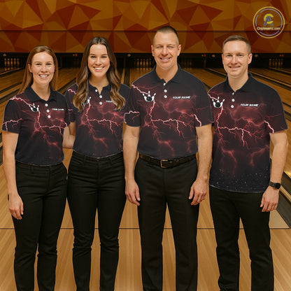 Personalized Thunder Lightning Tornado Funny Bowling Shirt For Men Custom Bowling Team Jersey |Red TDM5393