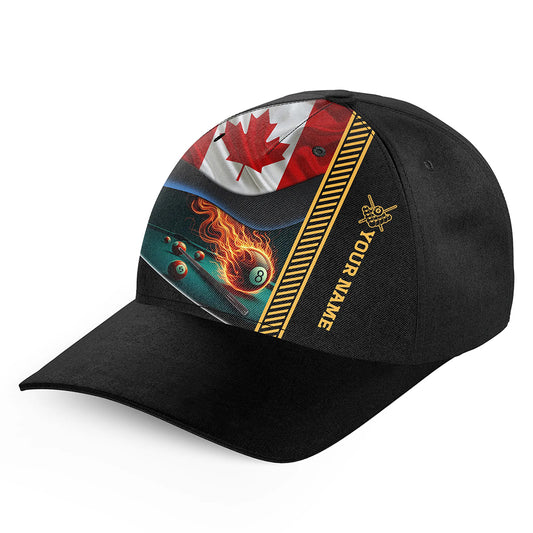 Personalized Canada Flag Flaming 8 Ball Pool Billiard Caps Custom Name Patriotic Top Hats Billiard TDM1975