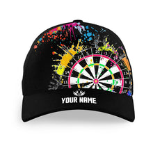 Load image into Gallery viewer, Funny Dartboards Colorful Paint Splash Black Darts Hat For Player Custom 3D Baseball Darts Caps Gifts TDM3526