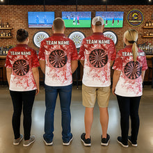Load image into Gallery viewer, Personalized Red Grunge Darts Jerseys For Men Custom Darts Team Shirts Polo &amp; Quarter Zip TDM5894