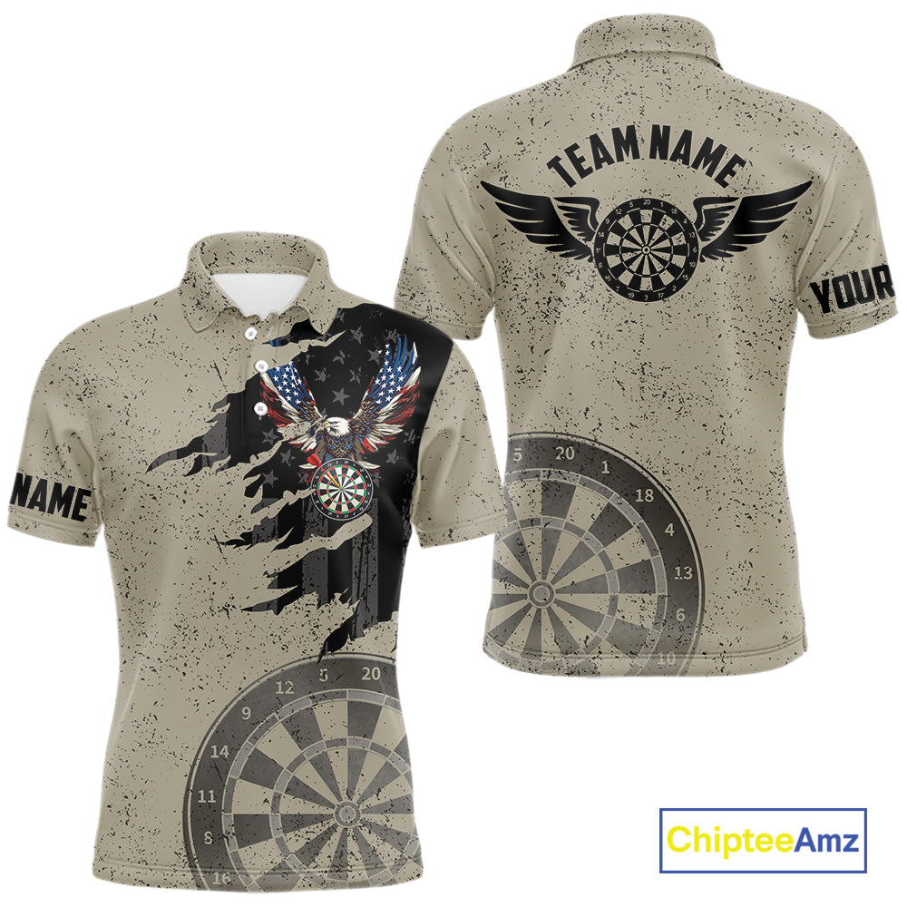 Eagle Retro American Flag Patriotic Darts Shirts For Men Custom Darts League Team Jersey TDM7189