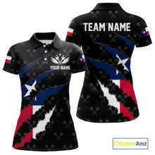 Load image into Gallery viewer, Personalized Texas Flag Darts Pattern Polo &amp; 1/4 Zip For Women Custom Texas Darts Team Jerseys TDM5418