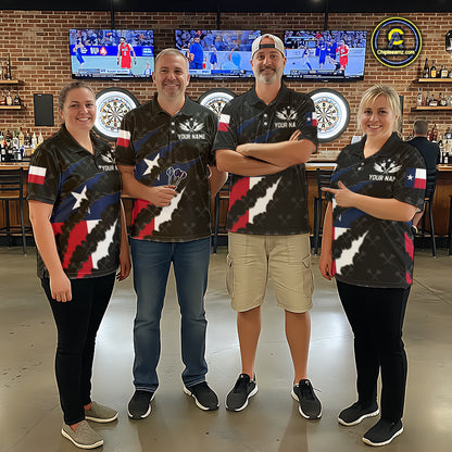 Personalized Texas Flag Darts Pattern Polo & 1/4 Zip For Women Custom Texas Darts Team Jerseys TDM5418