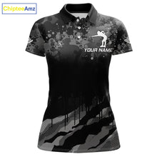 Load image into Gallery viewer, Personalized Grunge Camo Billiard Shirts For Women, 8 Ball Pool Team Jersey Polo &amp; 1/4 Zip TDM5903