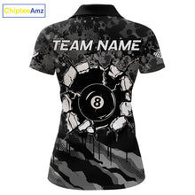 Load image into Gallery viewer, Personalized Grunge Camo Billiard Shirts For Women, 8 Ball Pool Team Jersey Polo &amp; 1/4 Zip TDM5903