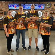 Load image into Gallery viewer, Personalized Fire Flame Lion Darts Shirt For Women Custom Darts Jersey Team Polo &amp; Quarter Zip TDM6311