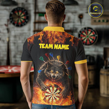 Load image into Gallery viewer, Personalized Fire Flame Wolf Darts Shirt For Men Custom Darts Jersey Team Polo &amp; Quarter Zip TDM6314