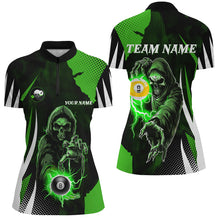 Load image into Gallery viewer, Funny Green Grim Reaper 8 Ball &amp; 9 Ball Billiard Shirts For Women Custom League Billiard Jerseys TDM2463