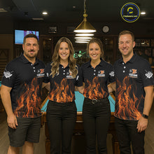 Load image into Gallery viewer, Orange Flaming 8 Ball Billiard Polo &amp; 1/4 Zip For Men Custom Billiard Jersey, Pool Team Shirts TDM5432