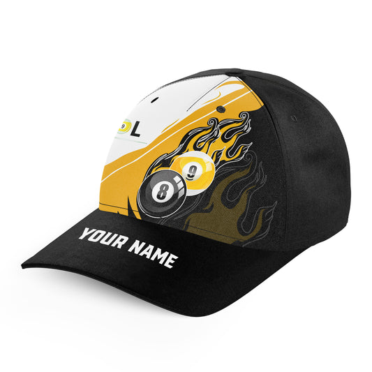 Black Yellow Billiard 8 Ball & 9 Ball Custom Billiard Caps, Personalized Top Hat Billiards For Pooler TDM1214