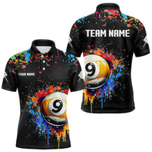 Load image into Gallery viewer, Funny 9 Ball Pool Colorful Paint Splash Custom Billiard Shirt For Men, Billiard Team Jersey | Black TDM3702
