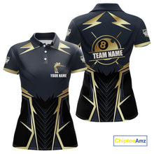 Load image into Gallery viewer, Billiard Jerseys For Women Custom Polo &amp; Quarter-Zip Billiard Team Shirts, 8 Ball Pool Shirt |Gold TDM3978