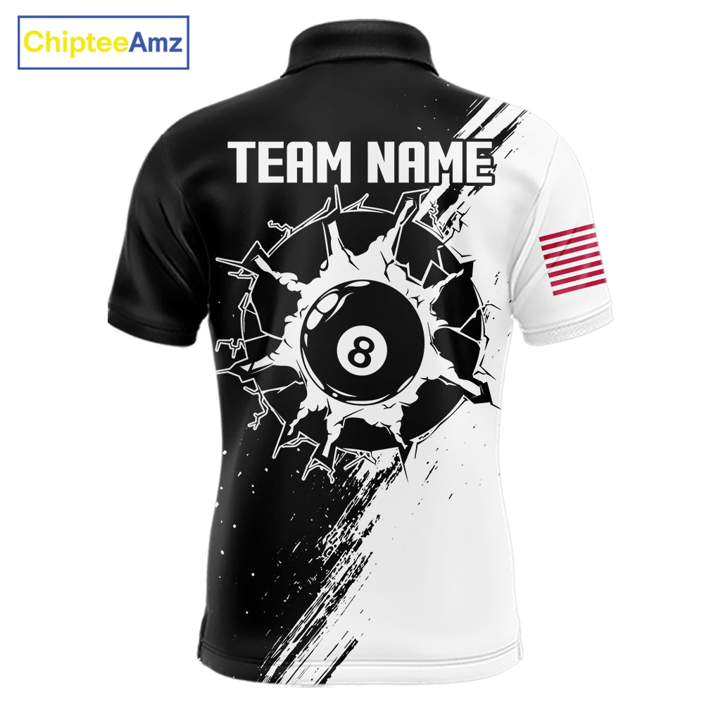 Black And White 8 Ball Billiard Pool Shirts For Men Custom Billiard Tournament Team Jersey TDM7236