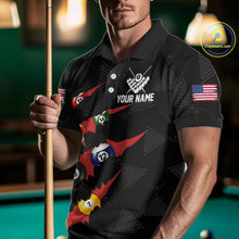 Load image into Gallery viewer, Personalized Scratch Black 8 Ball Billiard Shirt For Men, Pool Team Jersey Polo 1/4 Zip |Red TDM6072