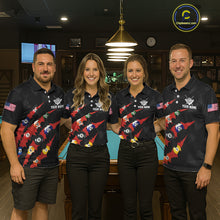 Load image into Gallery viewer, Personalized Scratch Black 8 Ball Billiard Shirt For Men, Pool Team Jersey Polo 1/4 Zip |Red TDM6072