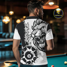 Load image into Gallery viewer, Black And White Funny Lion Billiard Shirt For Men Custom 8 Ball Pool Team Jersey Polo &amp; 1/4 Zip TDM6321