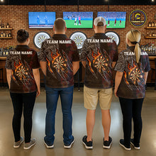 Load image into Gallery viewer, Personalized Hibiscus Flower Flame Darts Shirt For Women, Tribal Darts Team Jersey Polo &amp; 1/4 Zip TDM6502