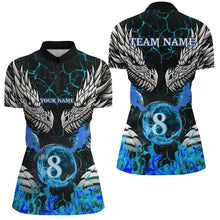 Load image into Gallery viewer, Personalized Dragon Blue Flaming 8 Ball Pool Women Billiard Shirt Team League Billiard Jerseys TDM3231