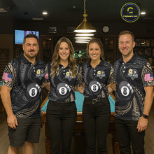 Load image into Gallery viewer, Personalized 8 Ball 9 Ball Tribal Billiard Shirt For Women Custom Pool Team Jersey Polo &amp; 1/4 Zip TDM6335
