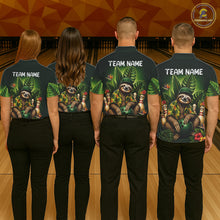 Load image into Gallery viewer, Custom Green Funny Sloth Tropical Bowling Shirts For Women, Bowling Team Jersey Polo &amp; 1/4 Zip TDM6529
