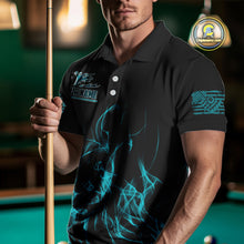 Load image into Gallery viewer, Turquoise Flaming American Flag Men's Billiard Shirt Custom Patriotic Pool Player Billiard Jersey TDM4194