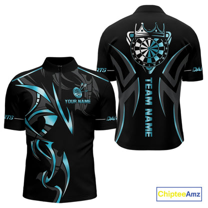 Black And Blue Dartboard Crown Dart Shirts For Men Custom Dart Jersey Team Polo & Quarter Zip TDM4792