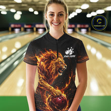 Load image into Gallery viewer, Personalized Fire Flame Lion Bowling Jersey For Women Custom Bowling Team Shirt Polo &amp; 1/4 Zip TDM6115