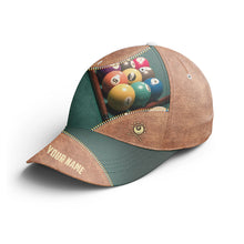 Load image into Gallery viewer, Billiard Brown Custom 3D Over Printed Cap, Best Personalized Billiard Hats For Pool Lover TDM0146