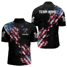 Load image into Gallery viewer, Custom US Flag Smoke Men's Darts Shirt With Pocket, Patriotic Darts Jersey TDM3455