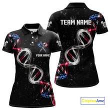 Load image into Gallery viewer, Custom American Flag Smoke DNA Darts Jersey Polo &amp; 1/4 Zip For Women, Patriotic Darts Team Jersey TDM4626